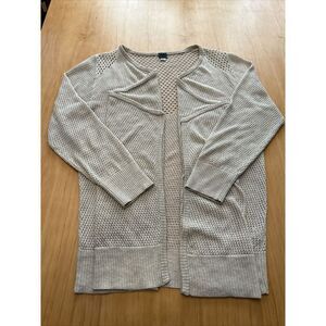 Poof! Ivory Knit Open‎ Front Sweater Women's Size Large